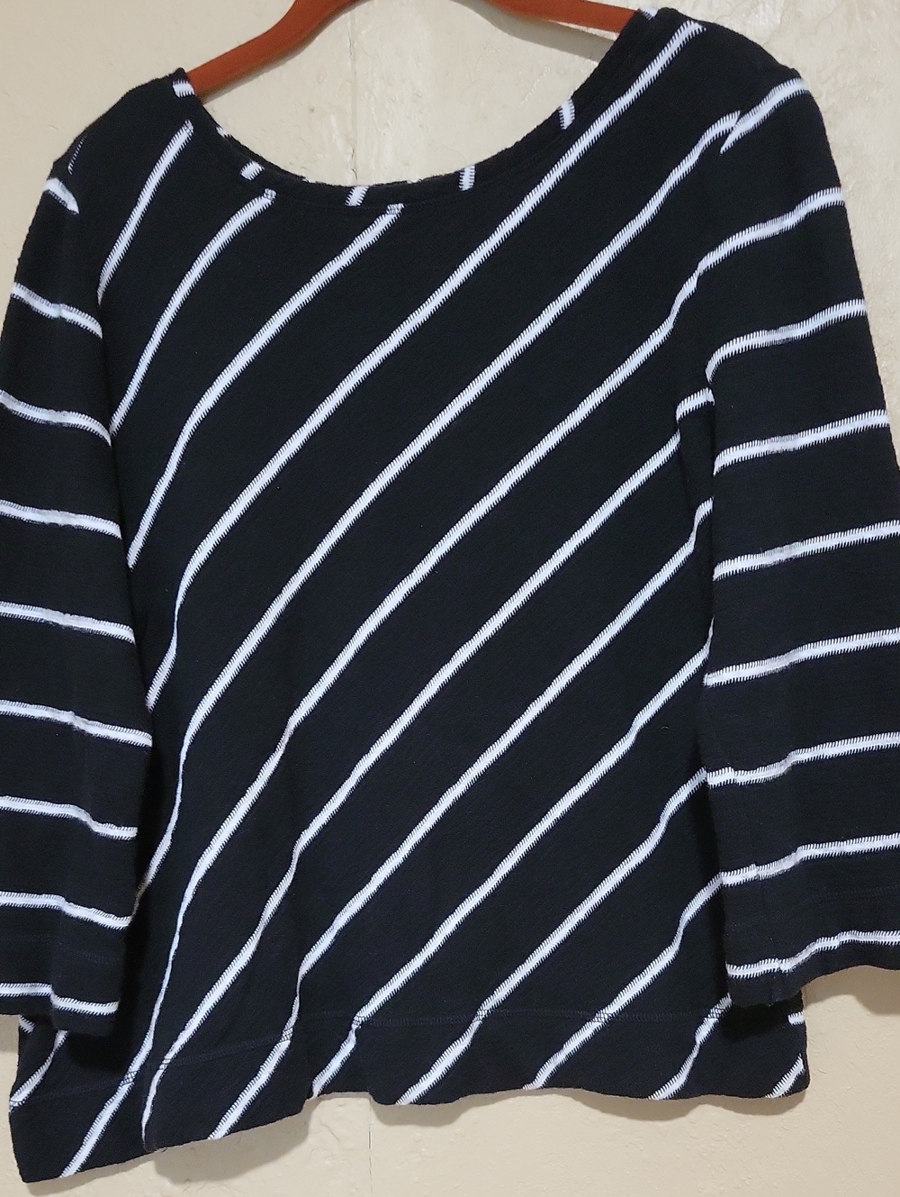Habitat Black with White Diagonal Stripe Long Sleeve Top